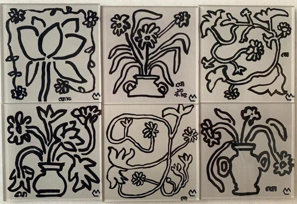 Portavasos con dibujo - 6 piezas